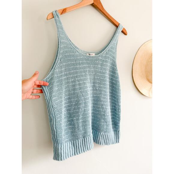 Madewell | Linen Sweater Tank in Dusty Aqua Blue | Sz XL - Picture 3 of 8